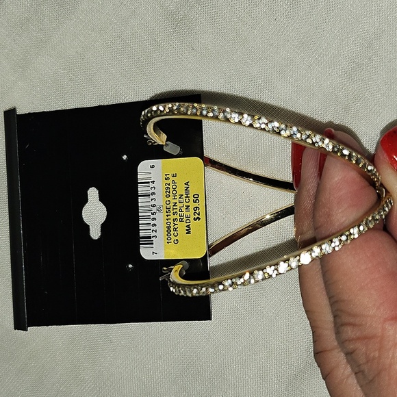 Gold Rhinestone Hoops 2" - Picture 6 of 7